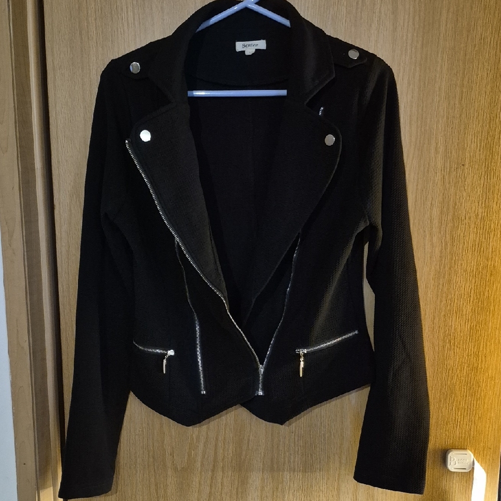 Chic Black Jacket with Silver Accents